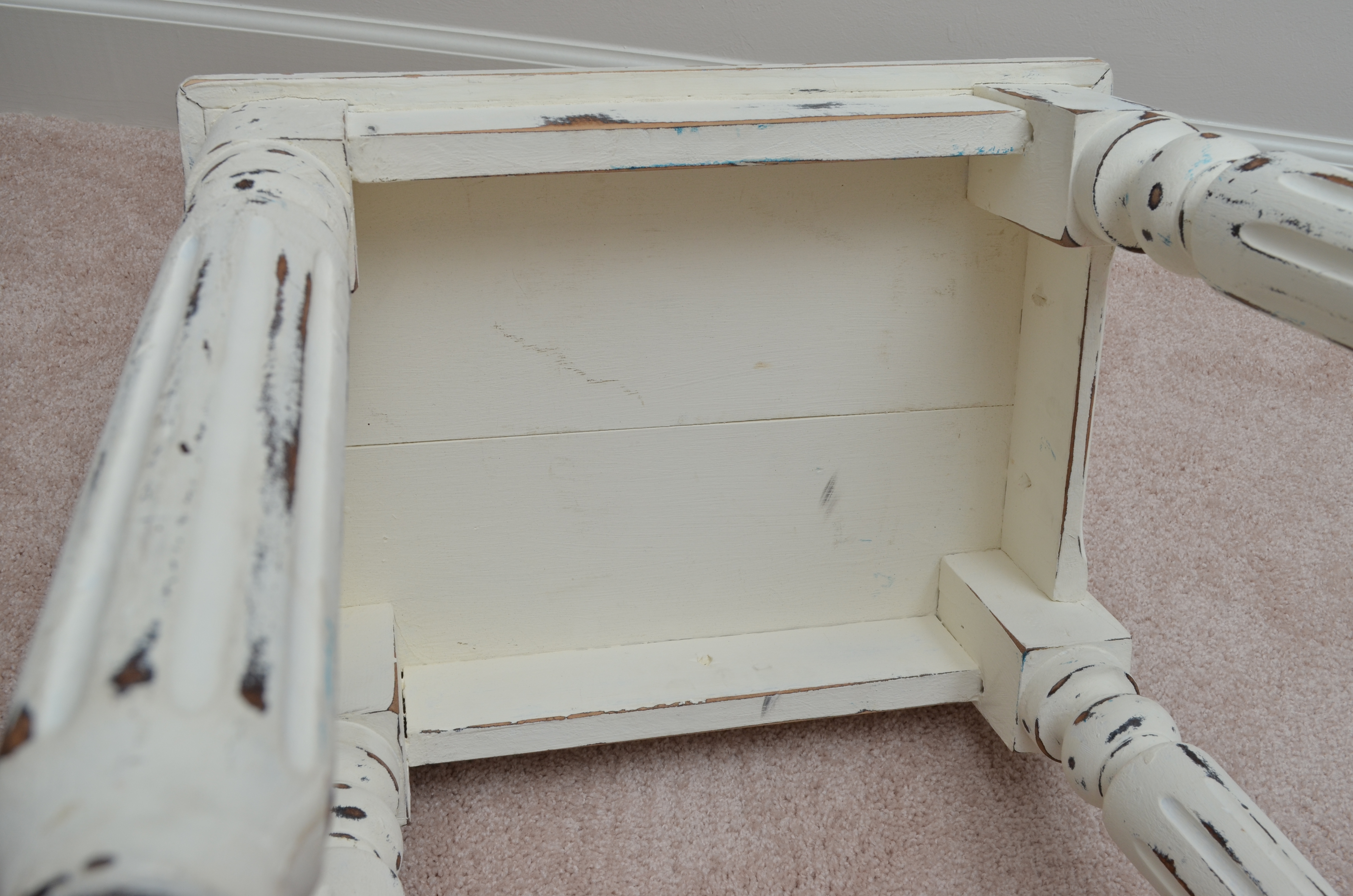 Distressed White Side Table