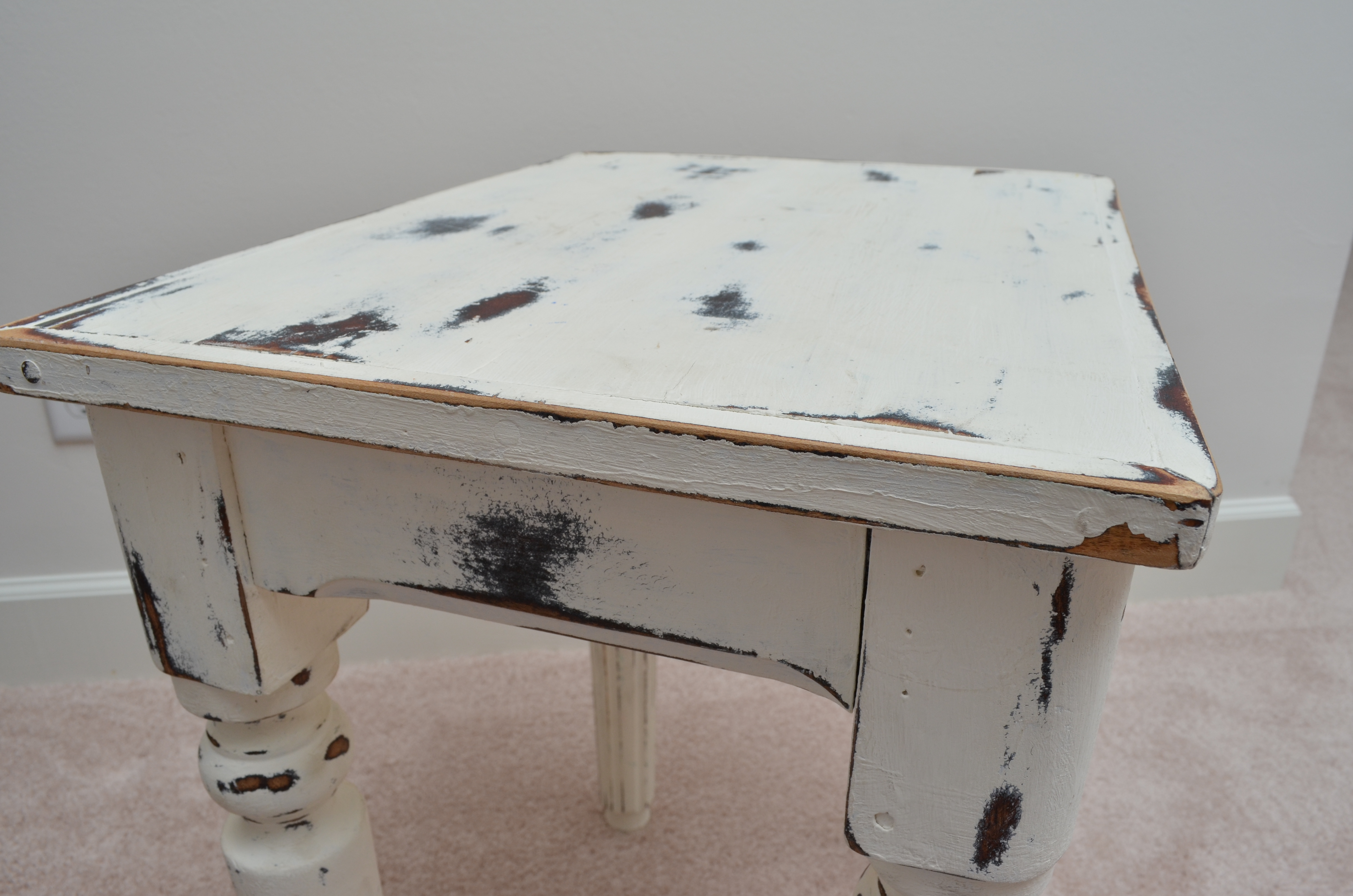 Distressed White Side Table