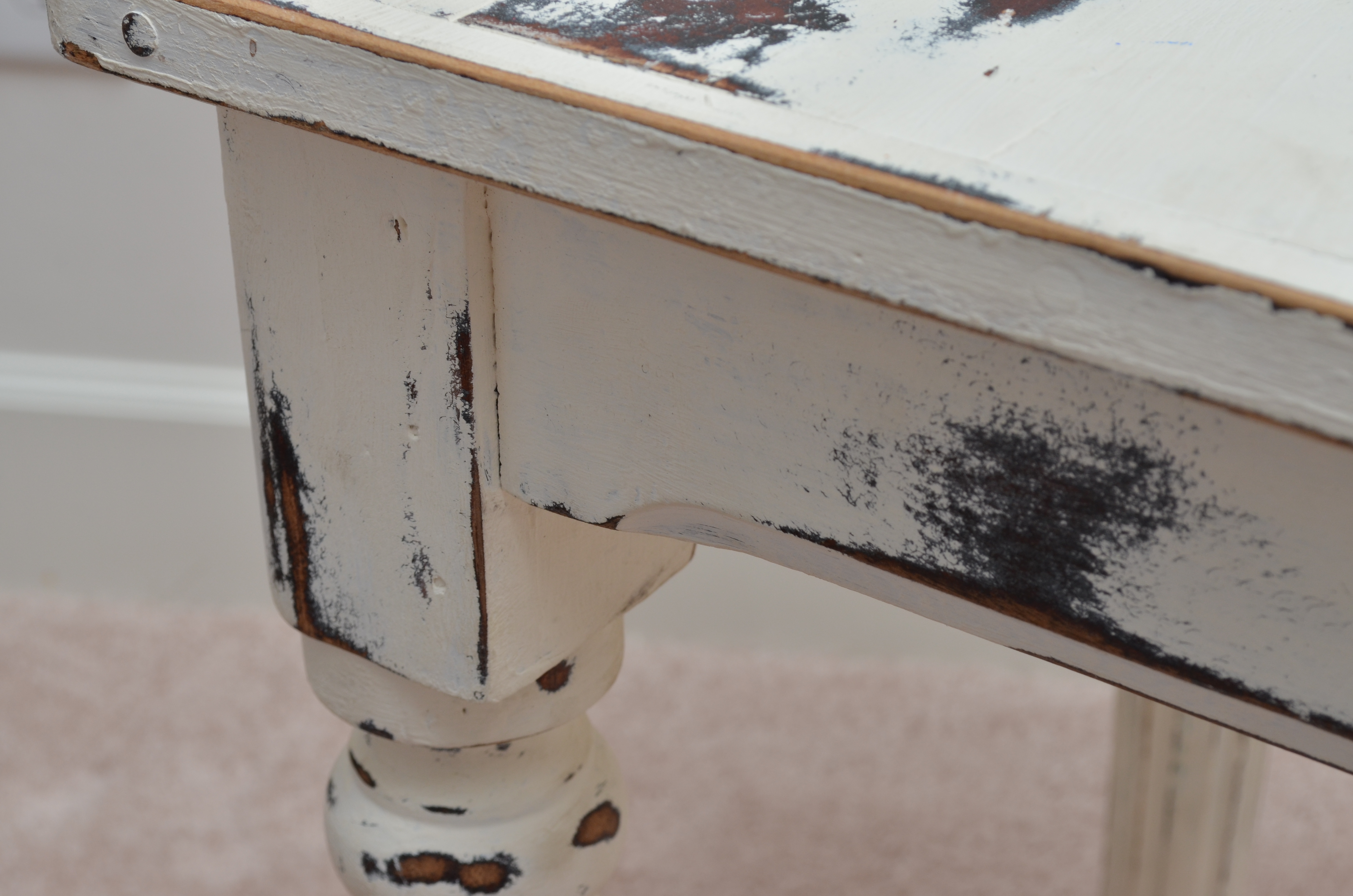 Distressed White Side Table