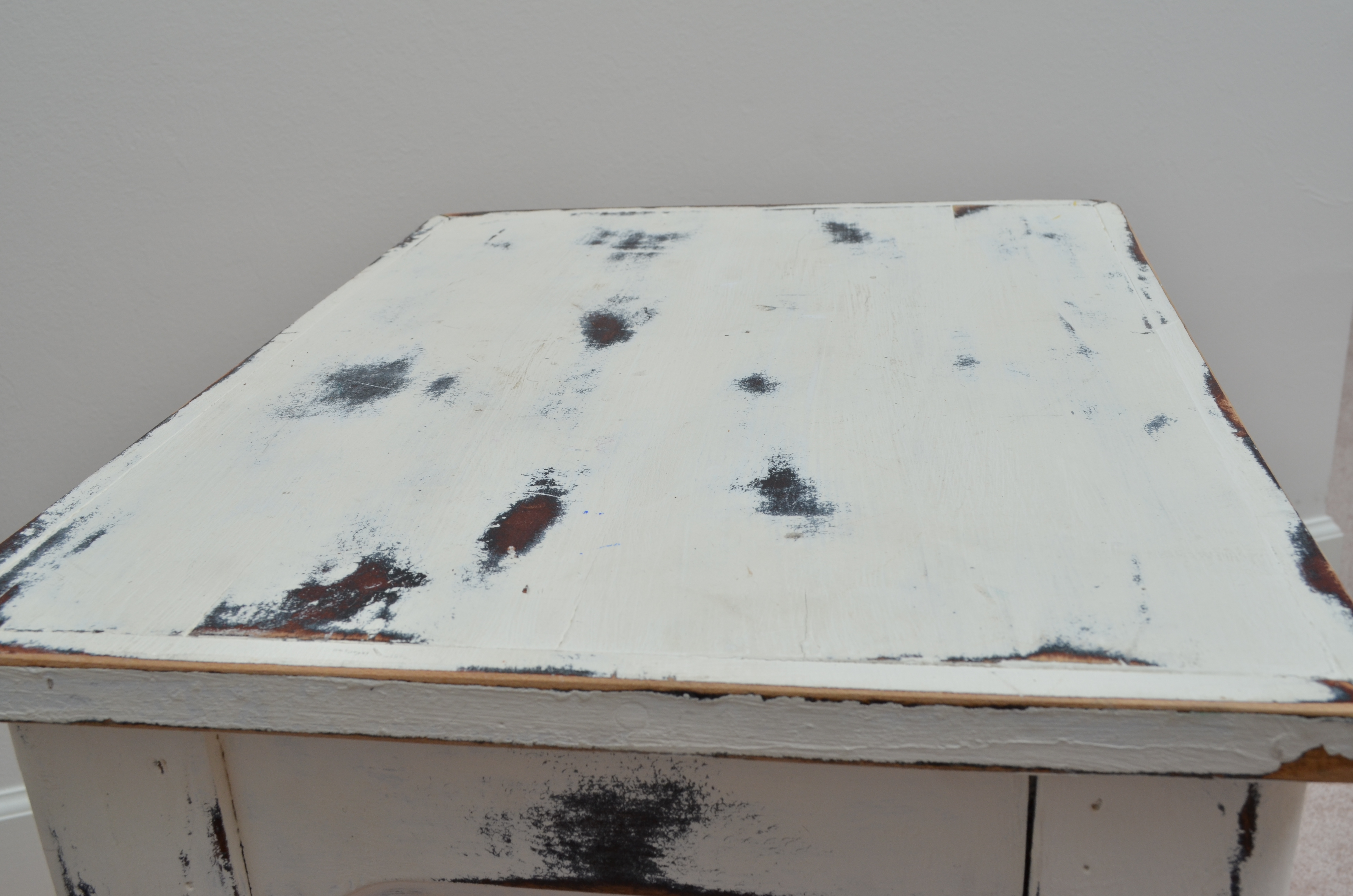 Distressed White Side Table