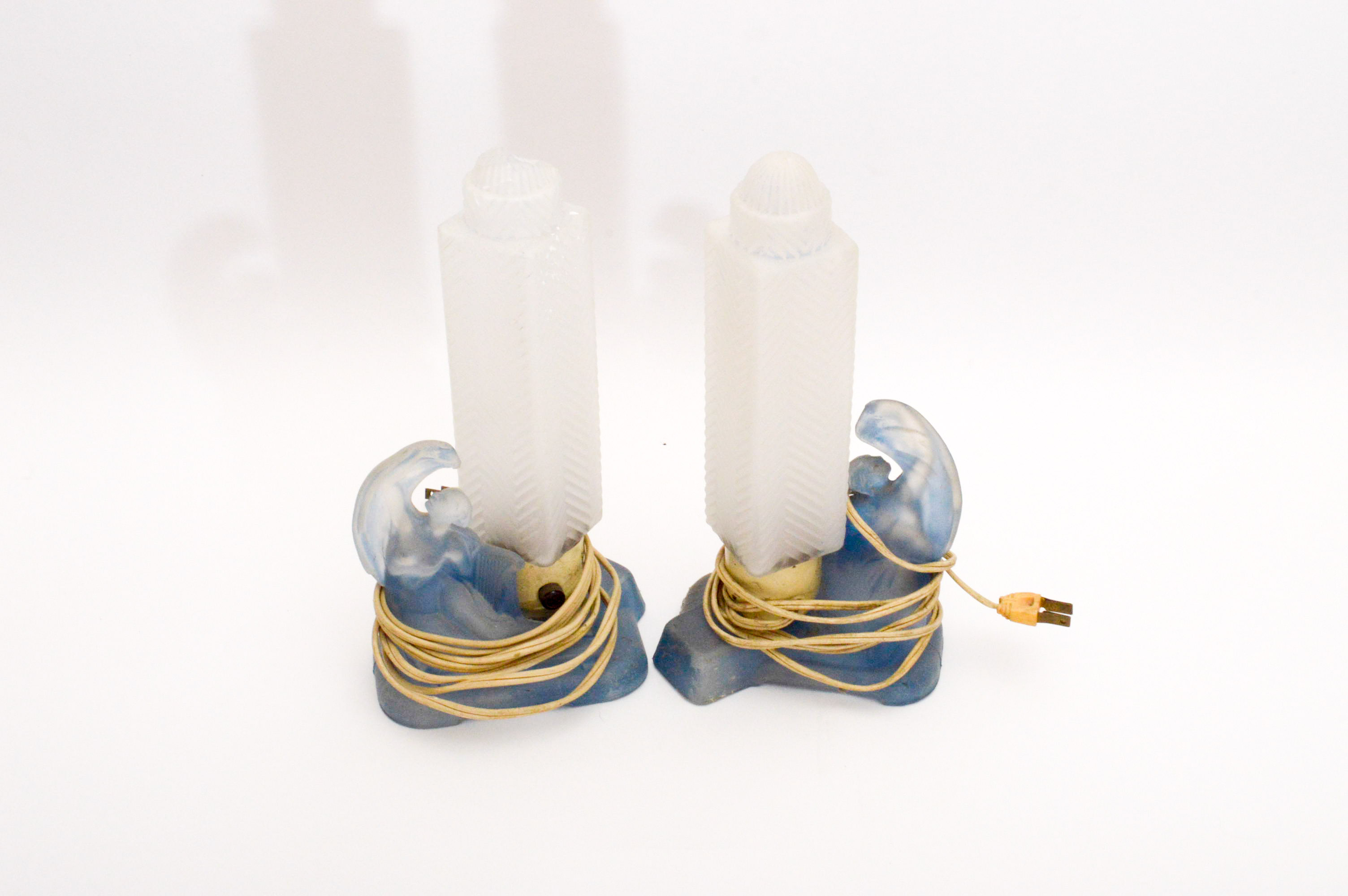 Pair of Art Deco Inspired Glass Accent Lamps
