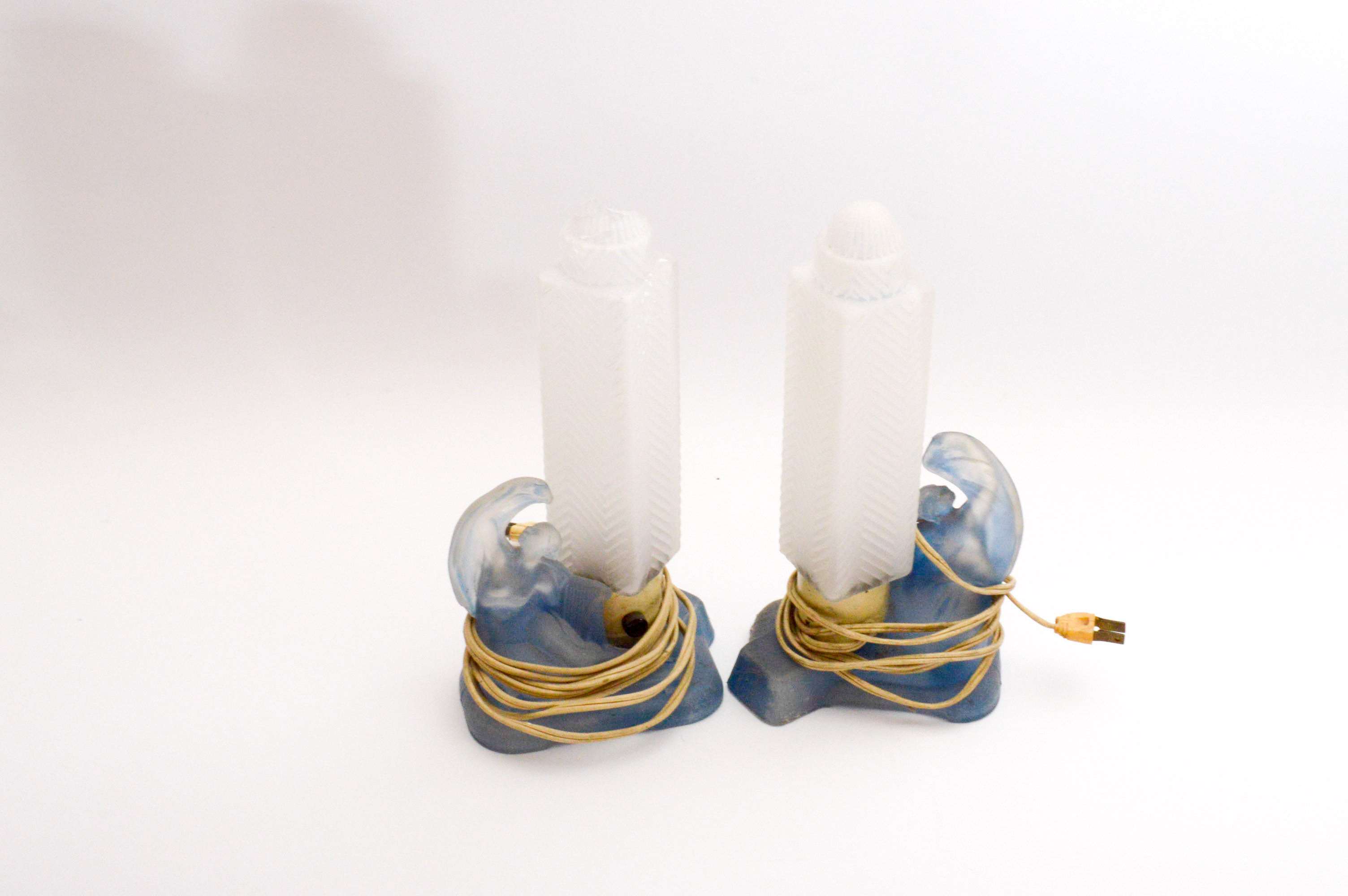 Pair of Art Deco Inspired Glass Accent Lamps