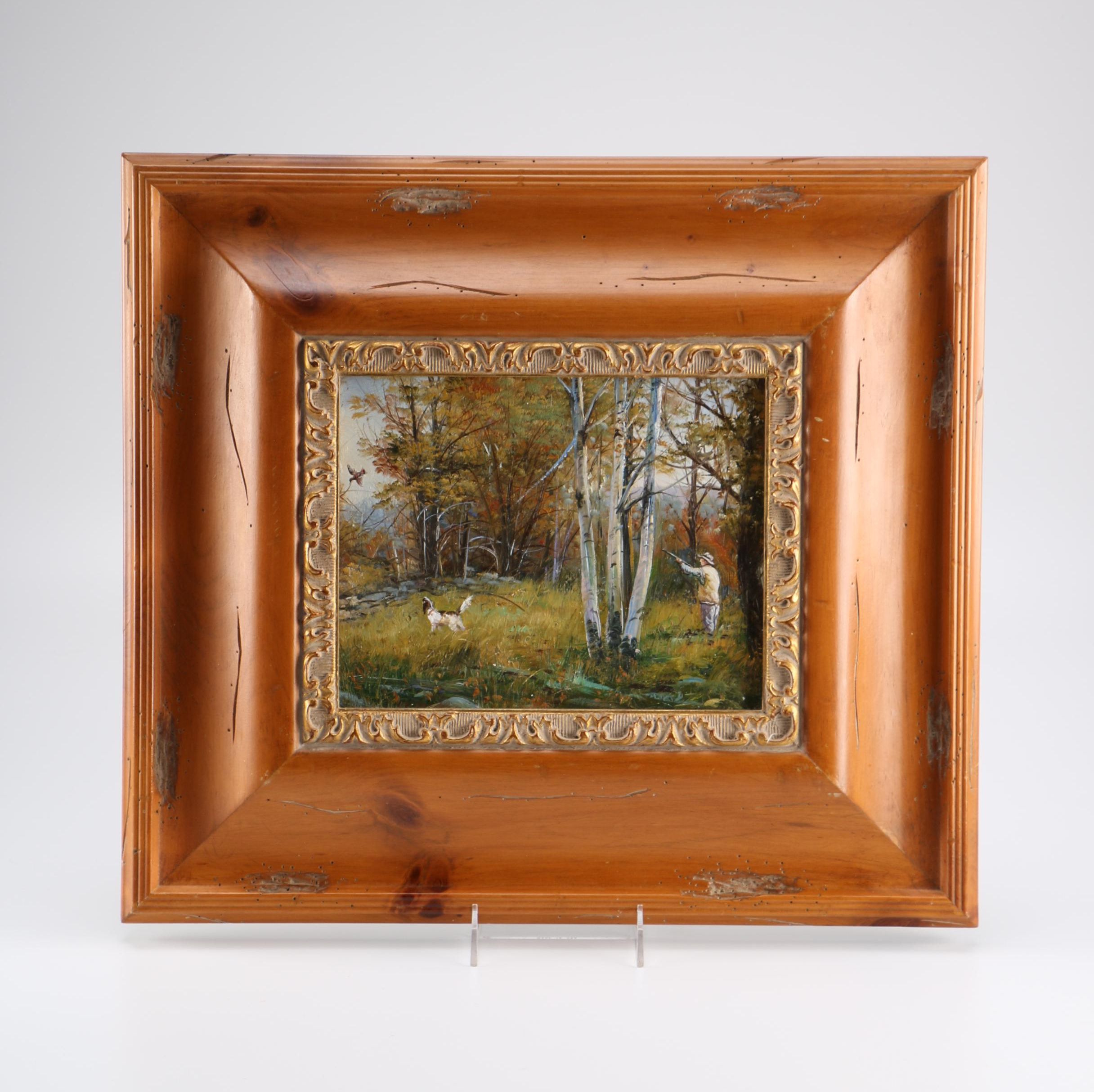 Oil on Canvas Painting of Hunting Scene