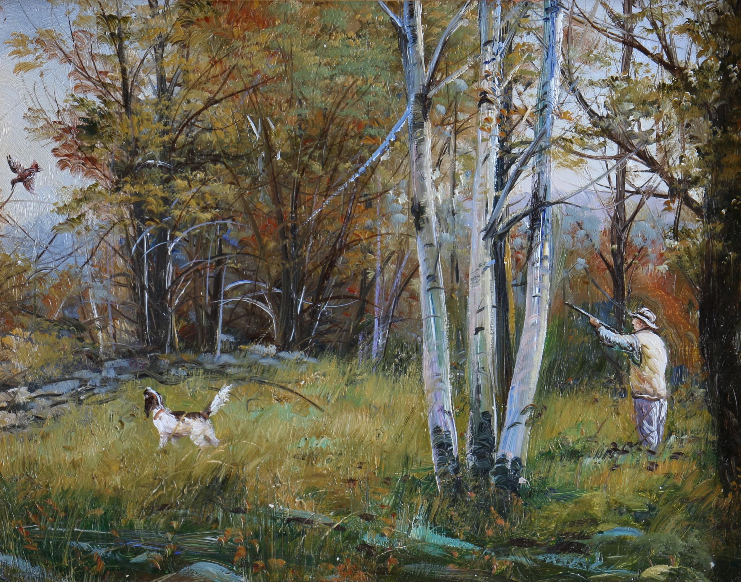 Oil on Canvas Painting of Hunting Scene