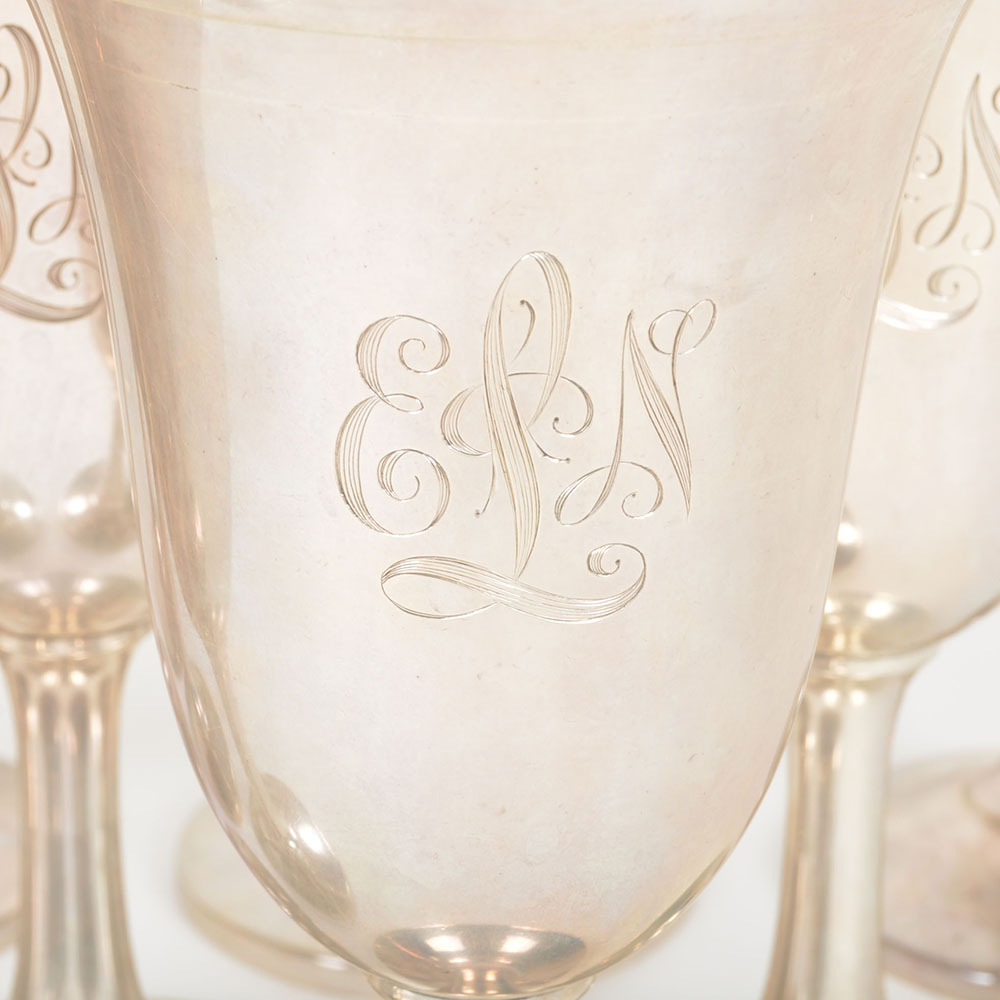 Collection of Engraved Wallace Sterling Silver Goblets