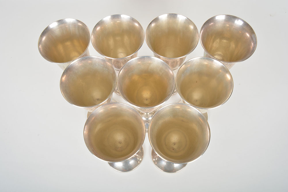 Collection of Engraved Wallace Sterling Silver Goblets