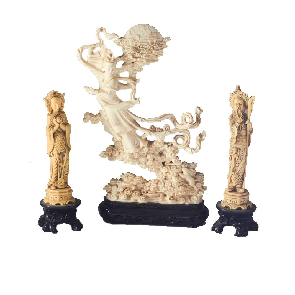Chinese Chang'e Moon Goddess and Chinoiserie Figurines