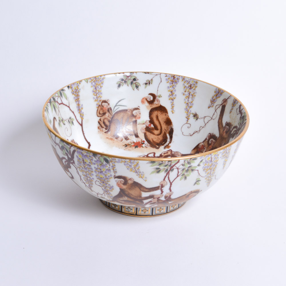 Chinese Porcelain Bowl Decorated with Monkeys