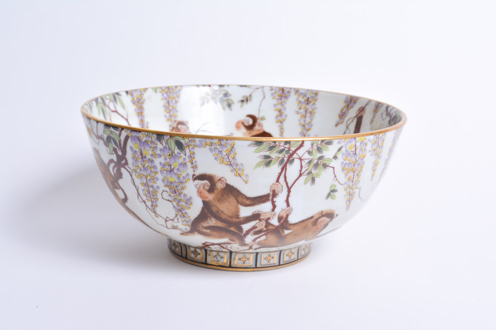 Chinese Porcelain Bowl Decorated with Monkeys