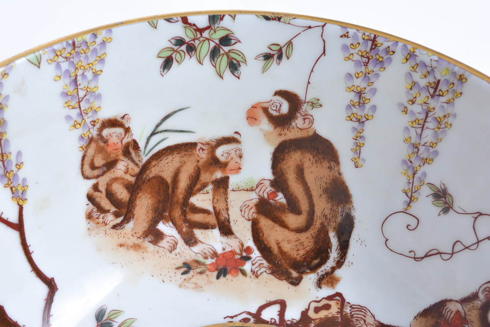 Chinese Porcelain Bowl Decorated with Monkeys