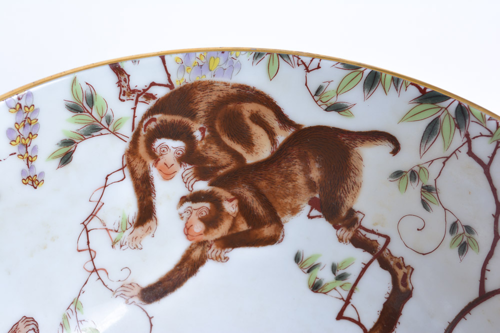Chinese Porcelain Bowl Decorated with Monkeys