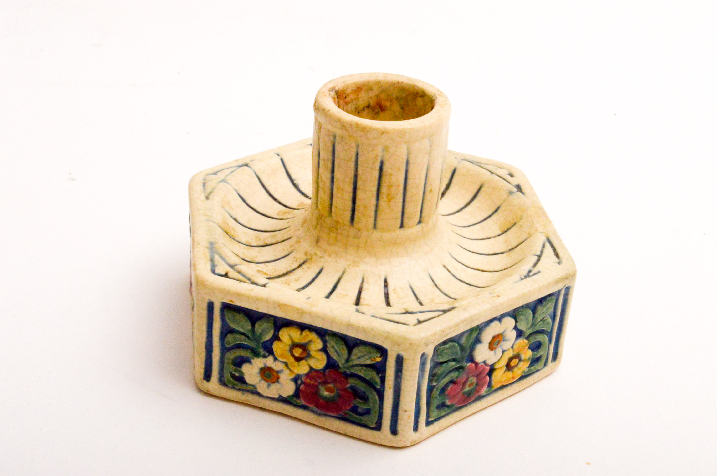 Pottery Candlestick Holder Pair