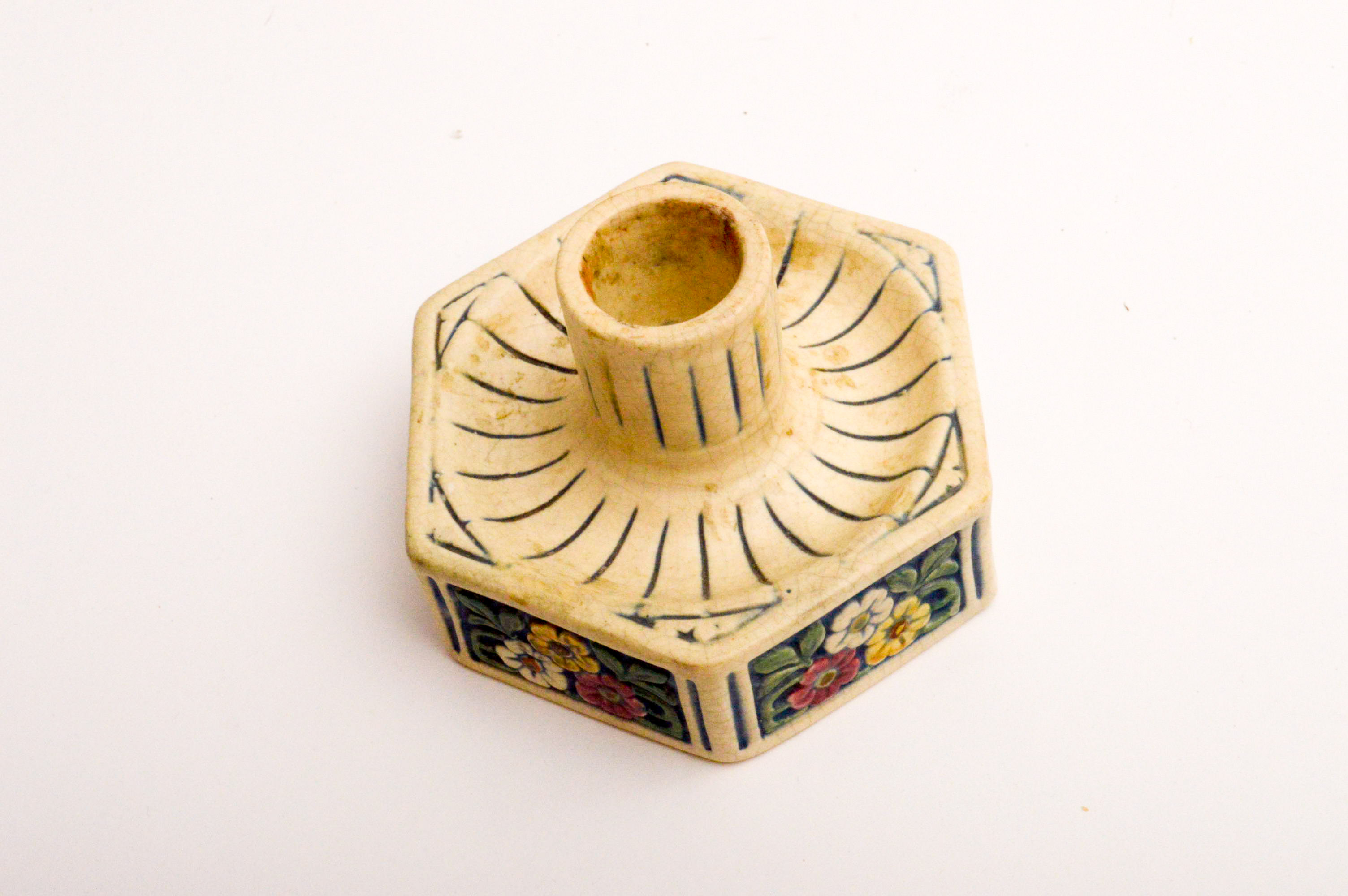 Pottery Candlestick Holder Pair