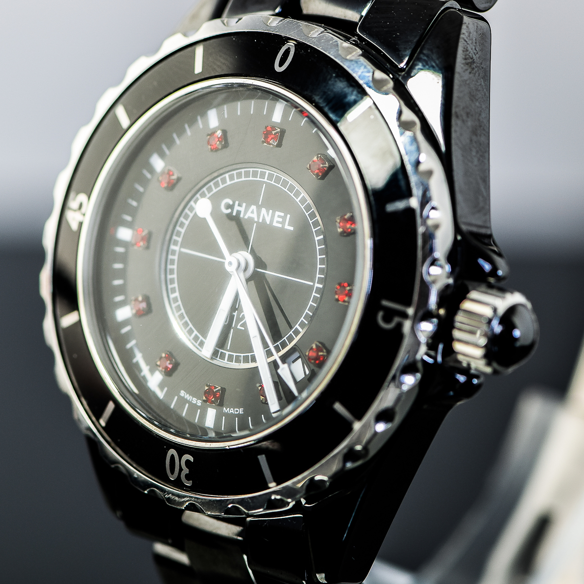 Chanel J12 Black Ceramic and Ruby Watch