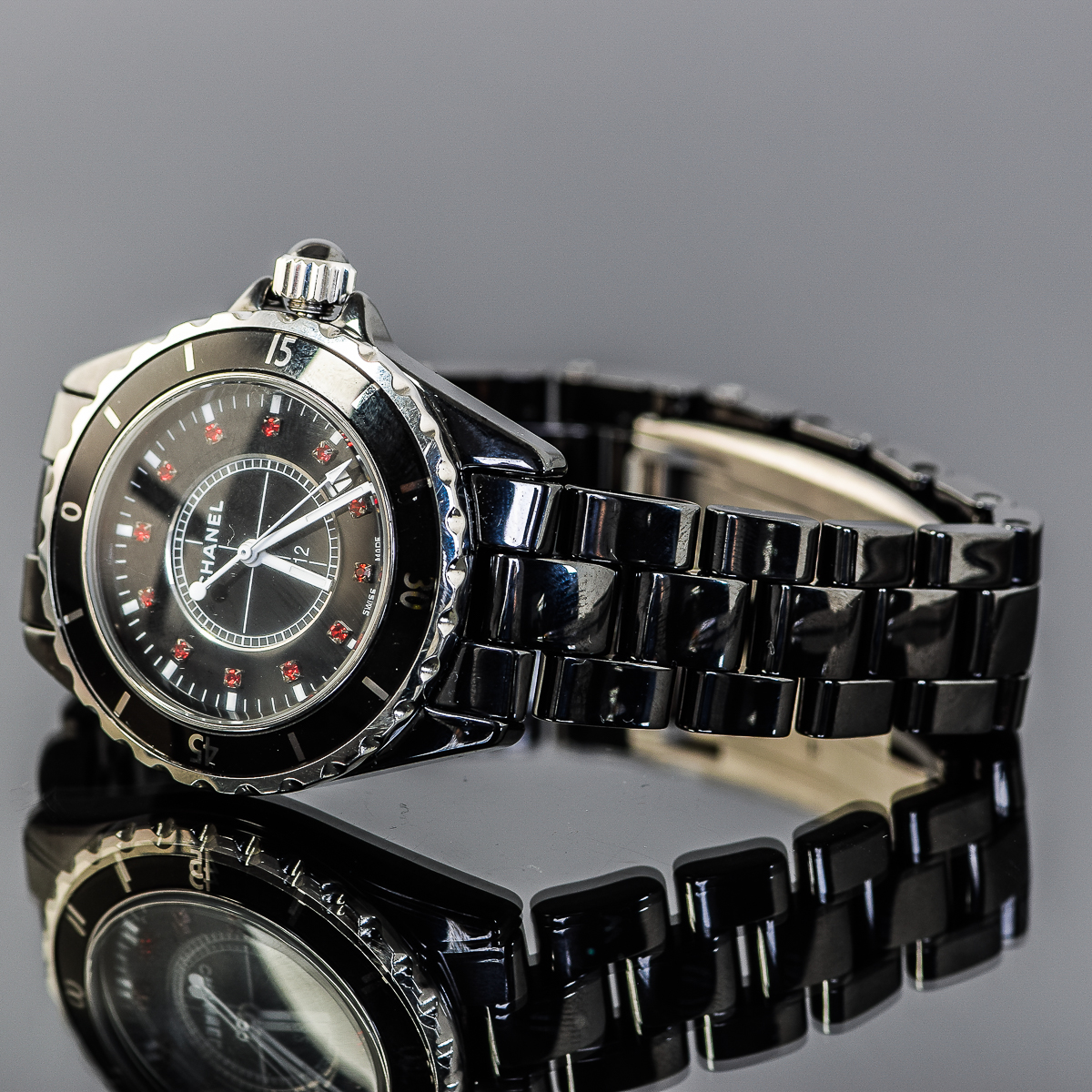 Chanel J12 Black Ceramic and Ruby Watch