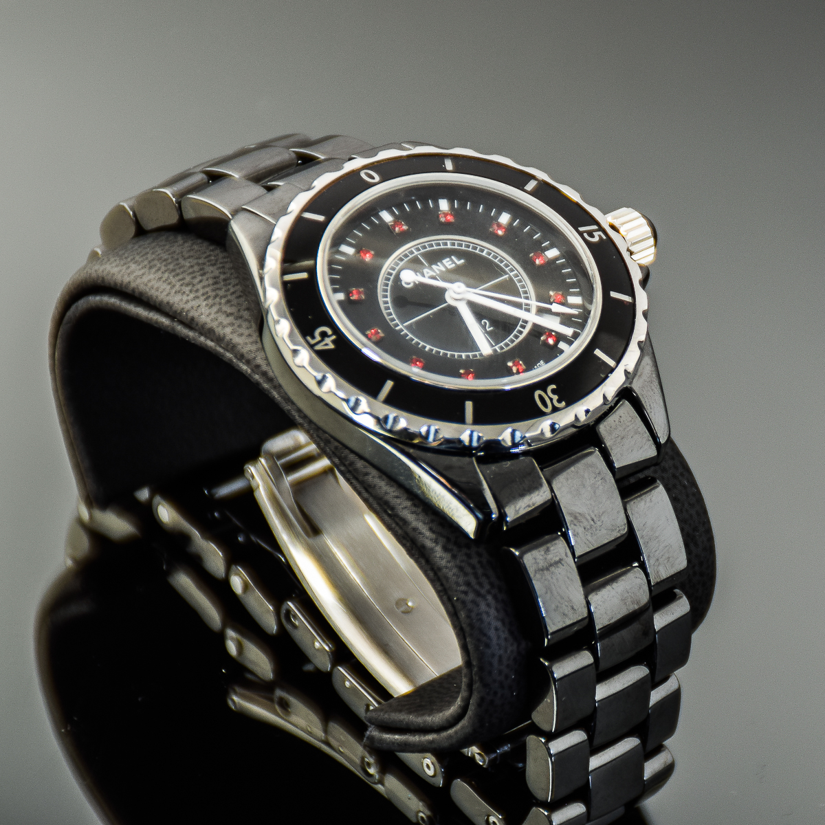 Chanel J12 Black Ceramic and Ruby Watch