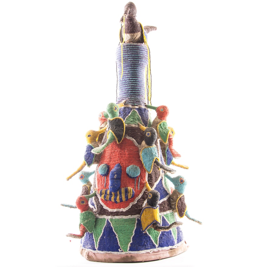 West African Beaded Yoruba Crown