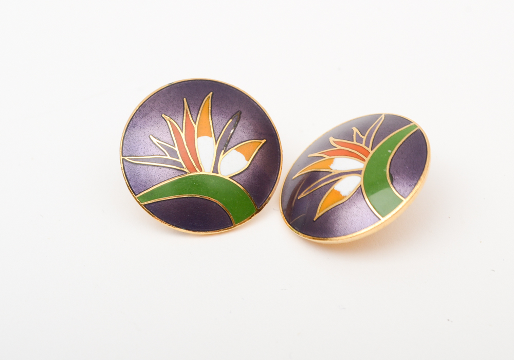 Three Pairs of Vintage Cloisonne Enamel Earrings