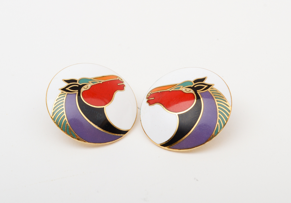 Three Pairs of Vintage Cloisonne Enamel Earrings