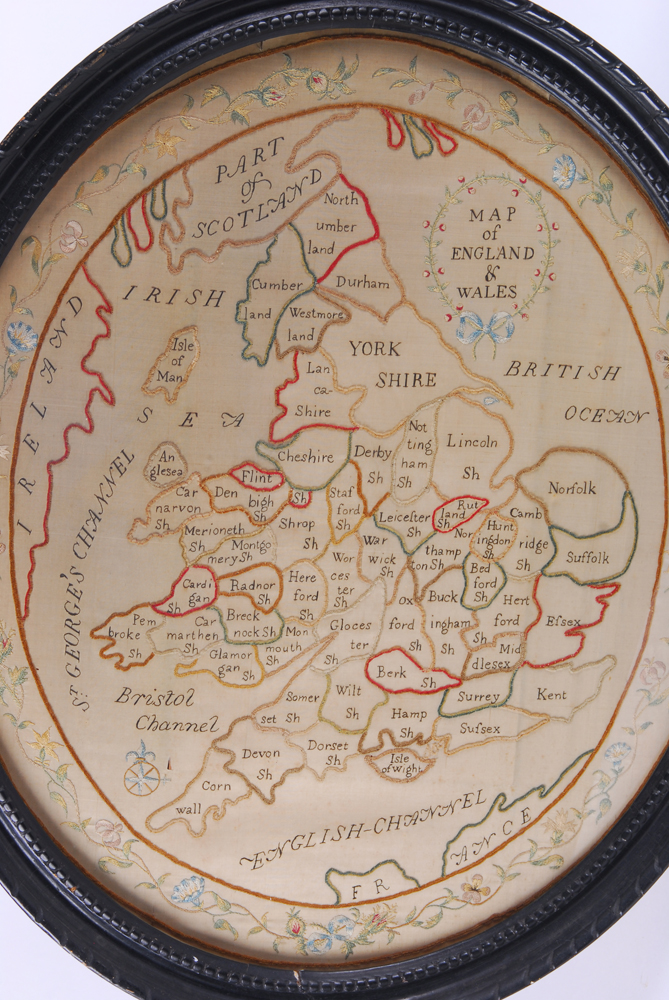 Vintage Embroidery Map of England and Wales