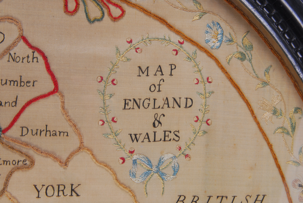 Vintage Embroidery Map of England and Wales