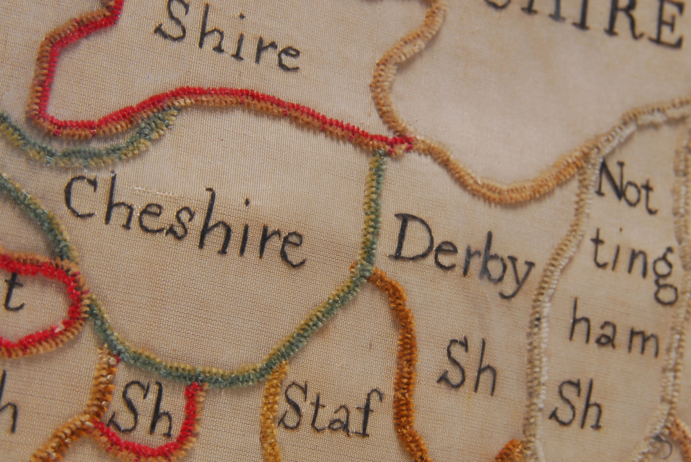 Vintage Embroidery Map of England and Wales