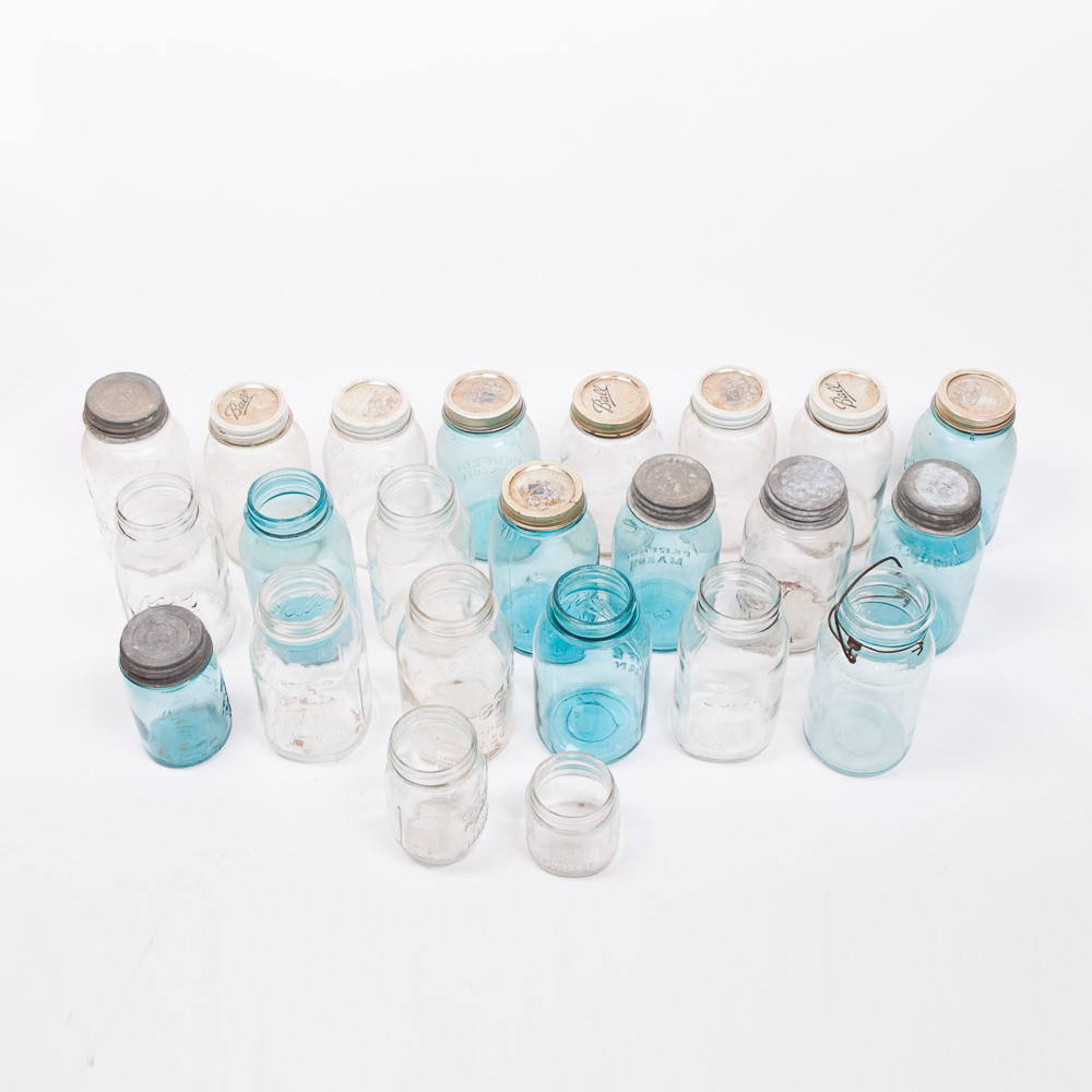 Collection of Vintage Mason Jars