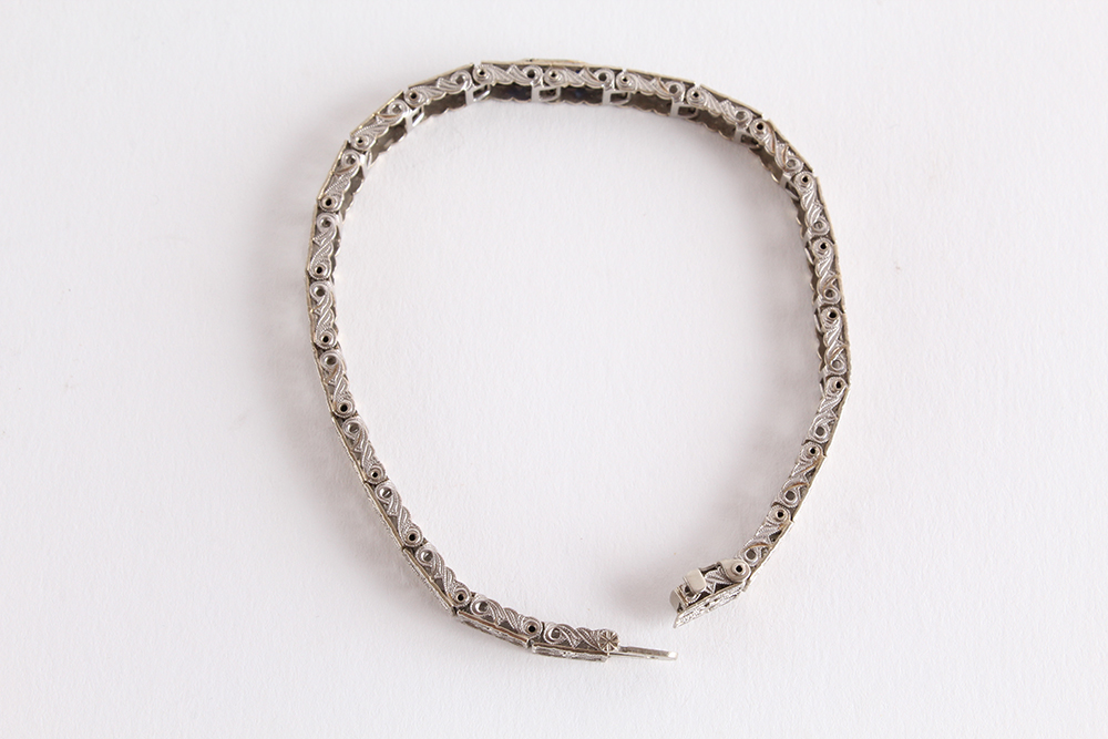 Art Deco White Gold Bracelet with Gemstones