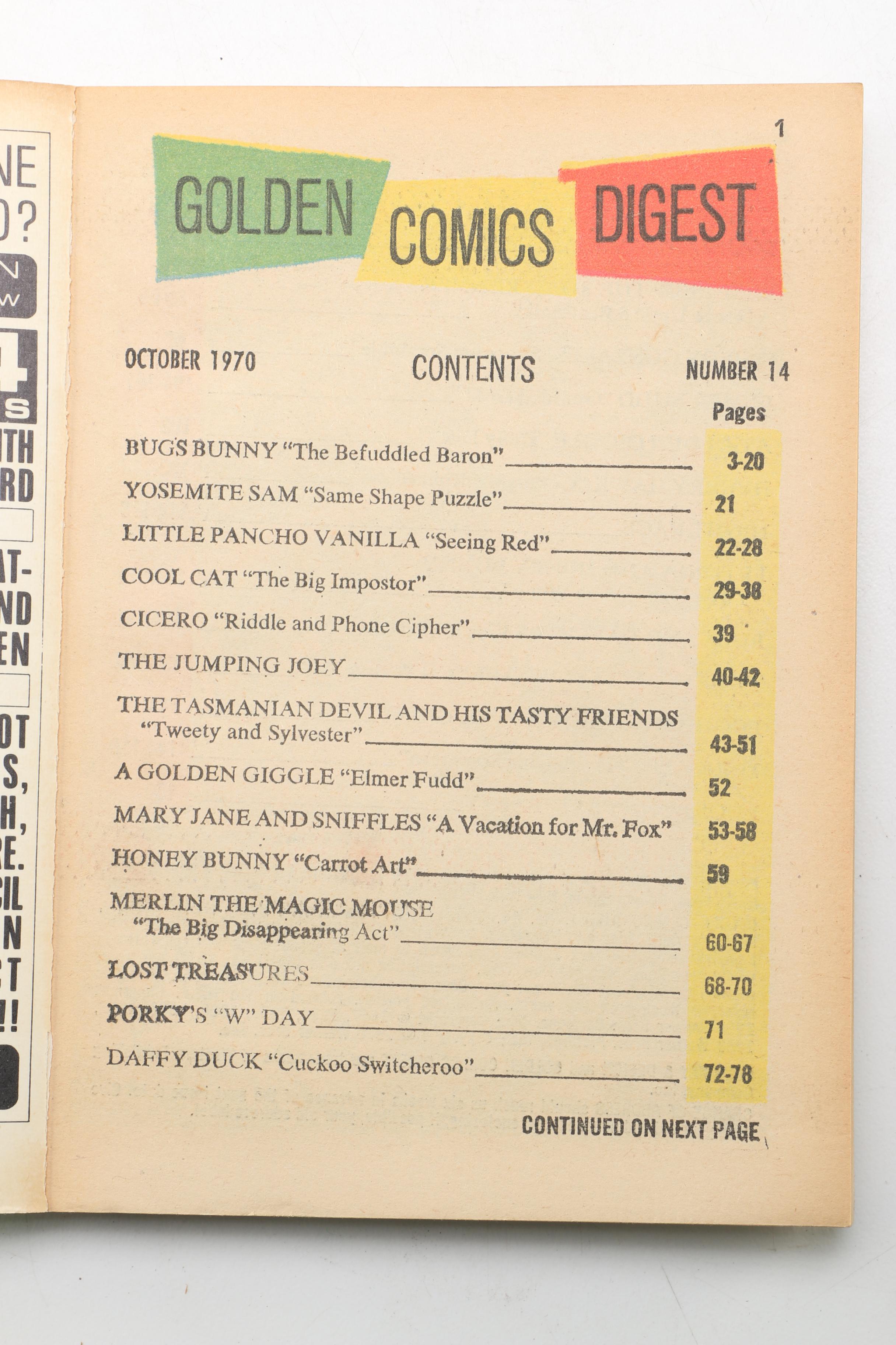 "Golden Comics Digest"  and "Walt Disney Comics Digest" Comics