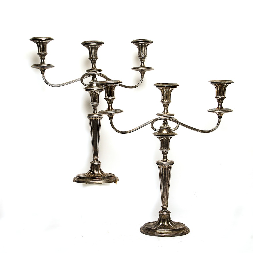 Two Vintage Silver Plated Candelabra