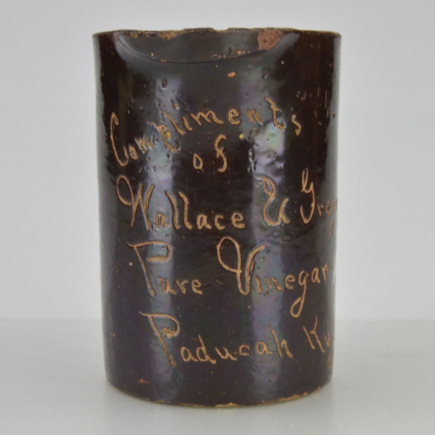 Vintage Hand Thrown Stoneware Wallace & Gregory Vinegar Pitcher