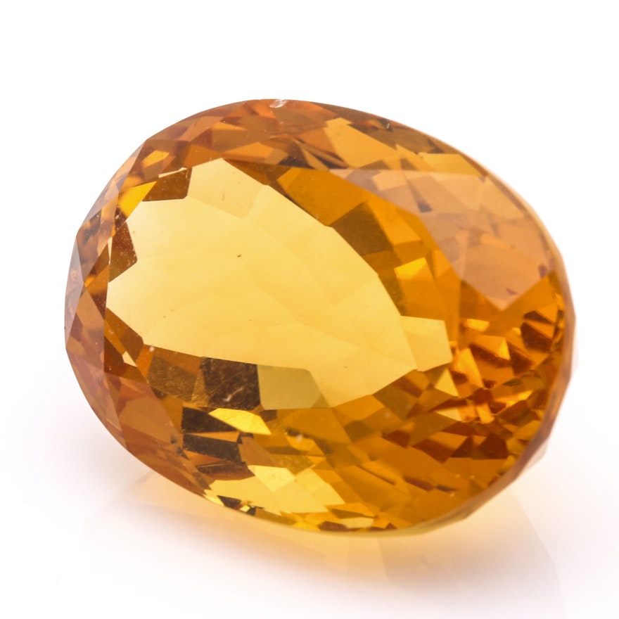 27.41 CTS Faceted Oval Citrine Gemstone