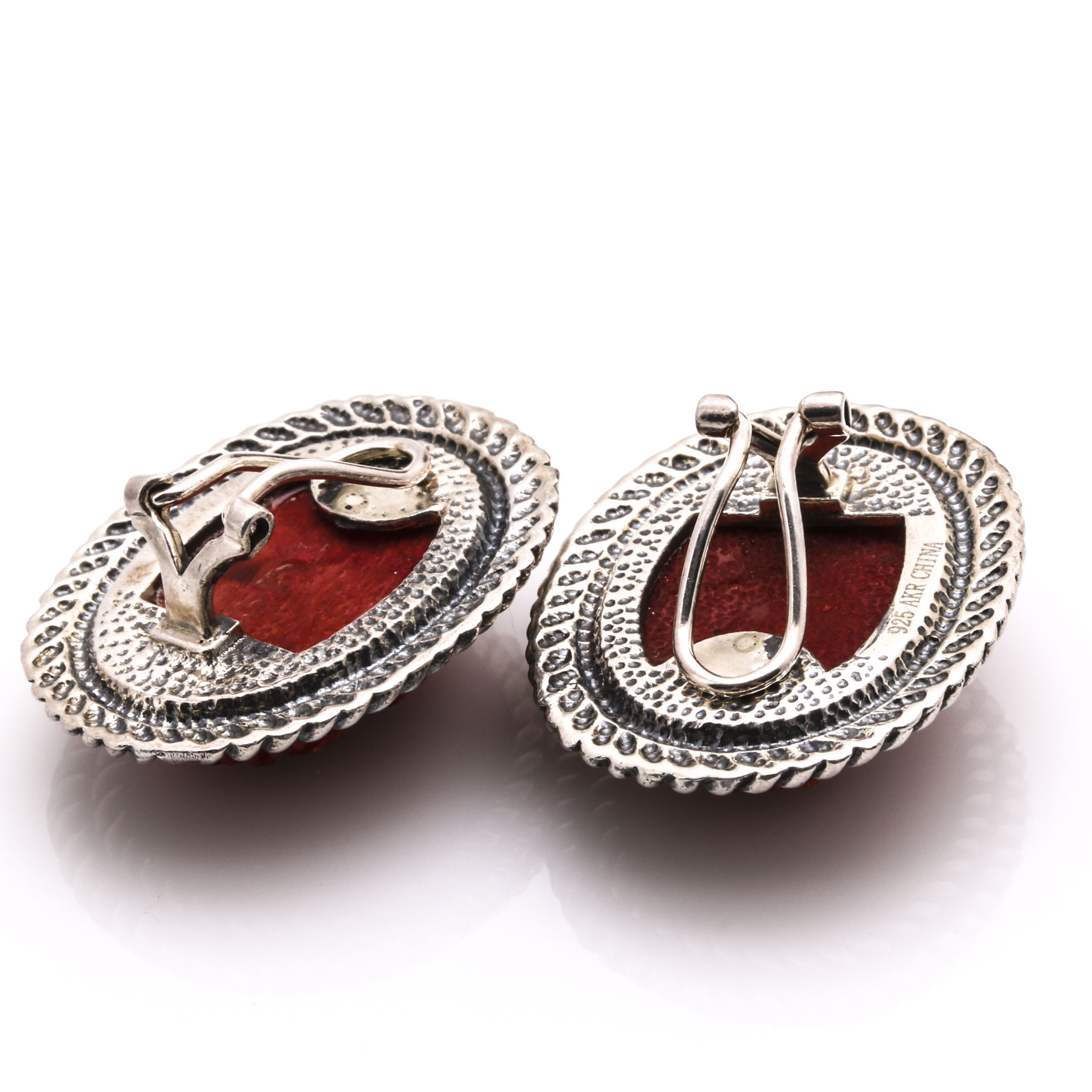 Sterling Silver Mother of Pearl, Marcasite, and Coral Jewelry