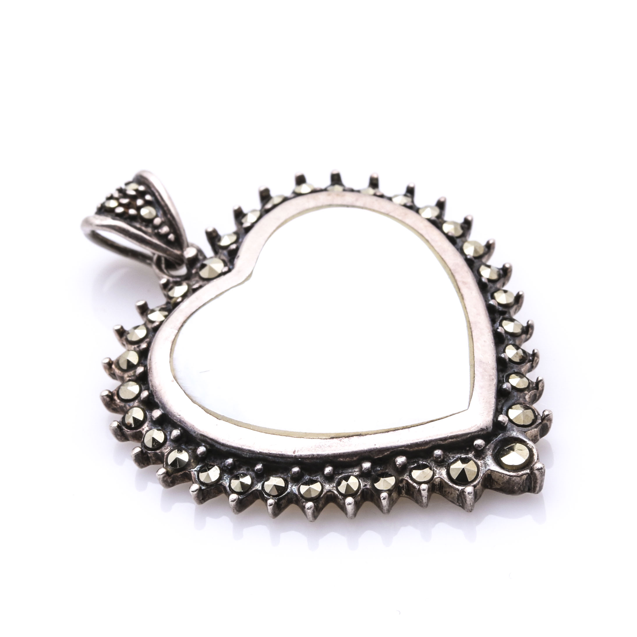 Sterling Silver Mother of Pearl, Marcasite, and Coral Jewelry