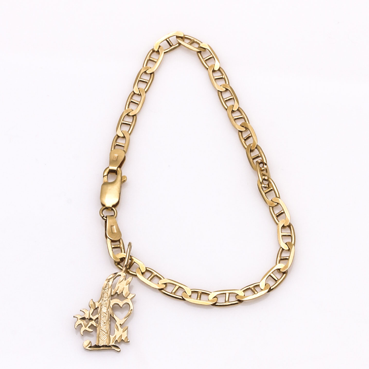 14K Yellow Gold Anchor Bracelet