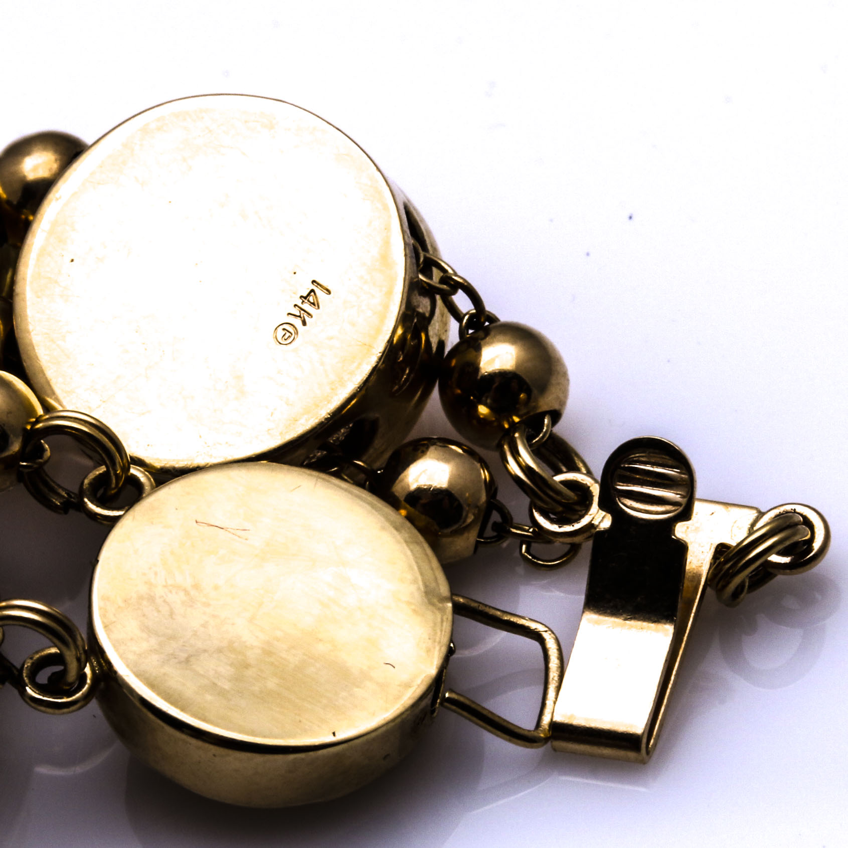 Estate 14K Yellow Gold Diamond and Gemstone Slide Bracelet