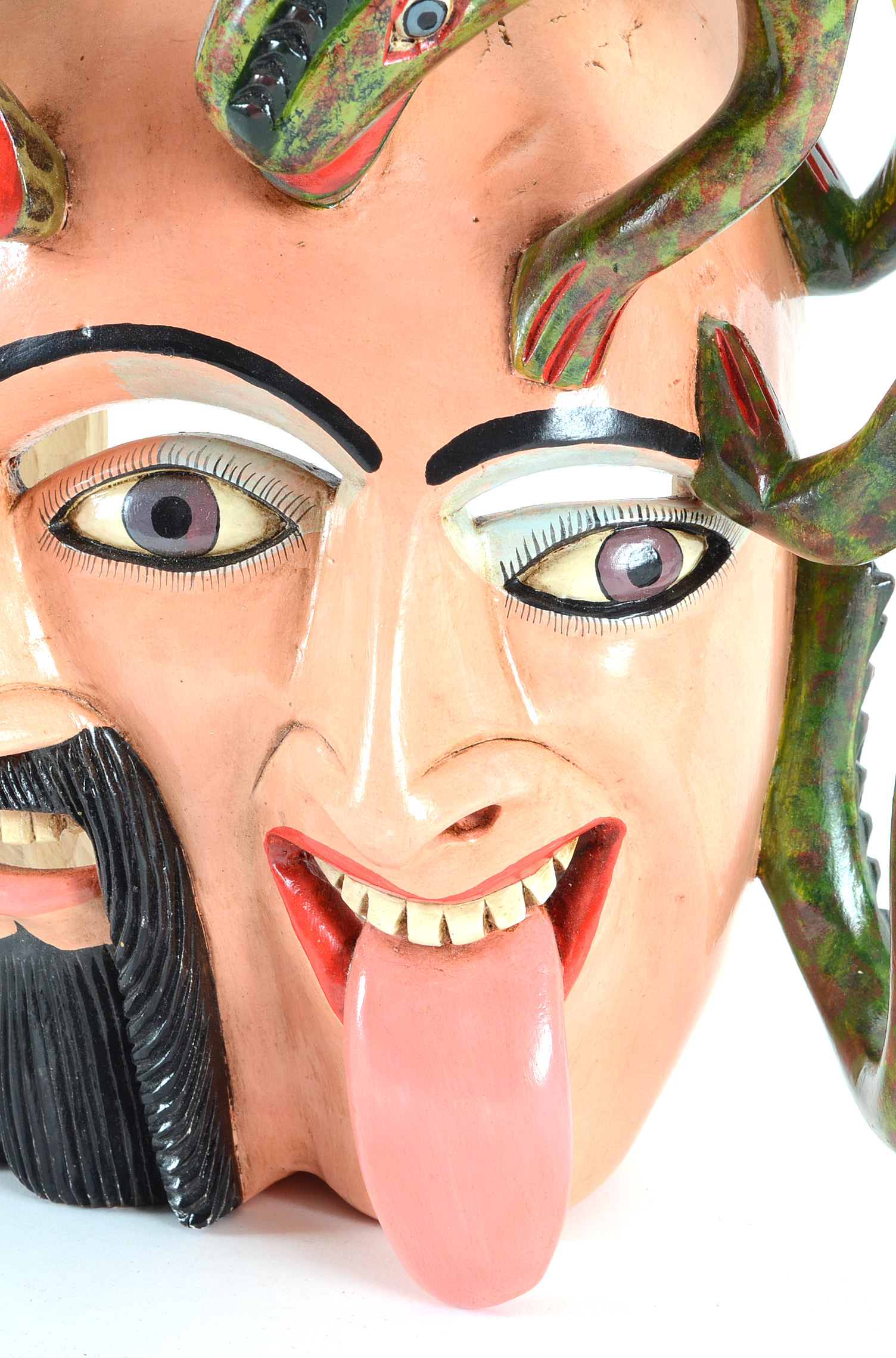 Juan Horta Castillo Hand-Carved Wooden Folk Art Mask