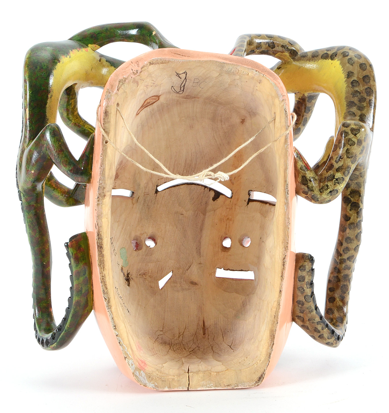 Juan Horta Castillo Hand-Carved Wooden Folk Art Mask