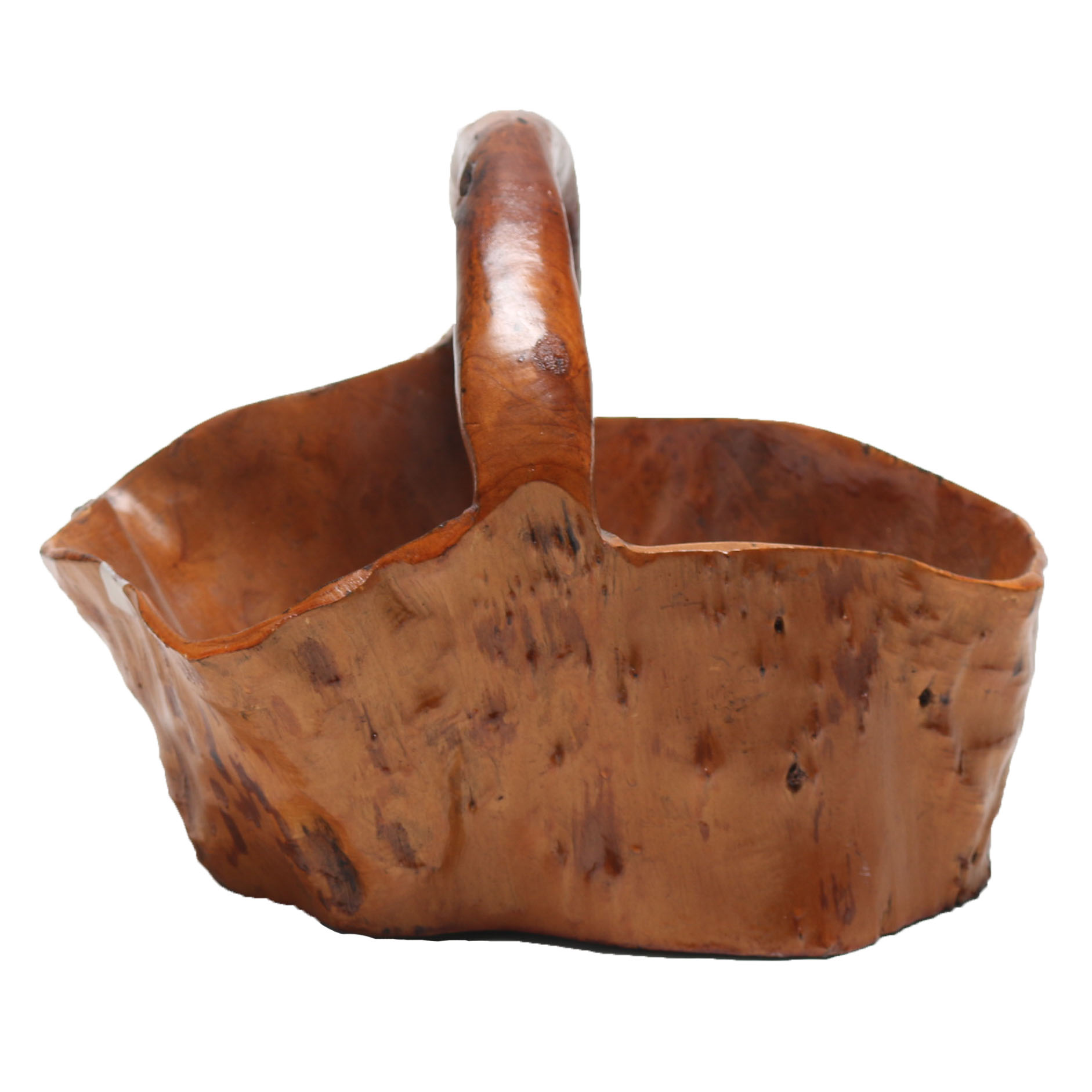 Handcrafted Naturalistic Carved Wood Basket