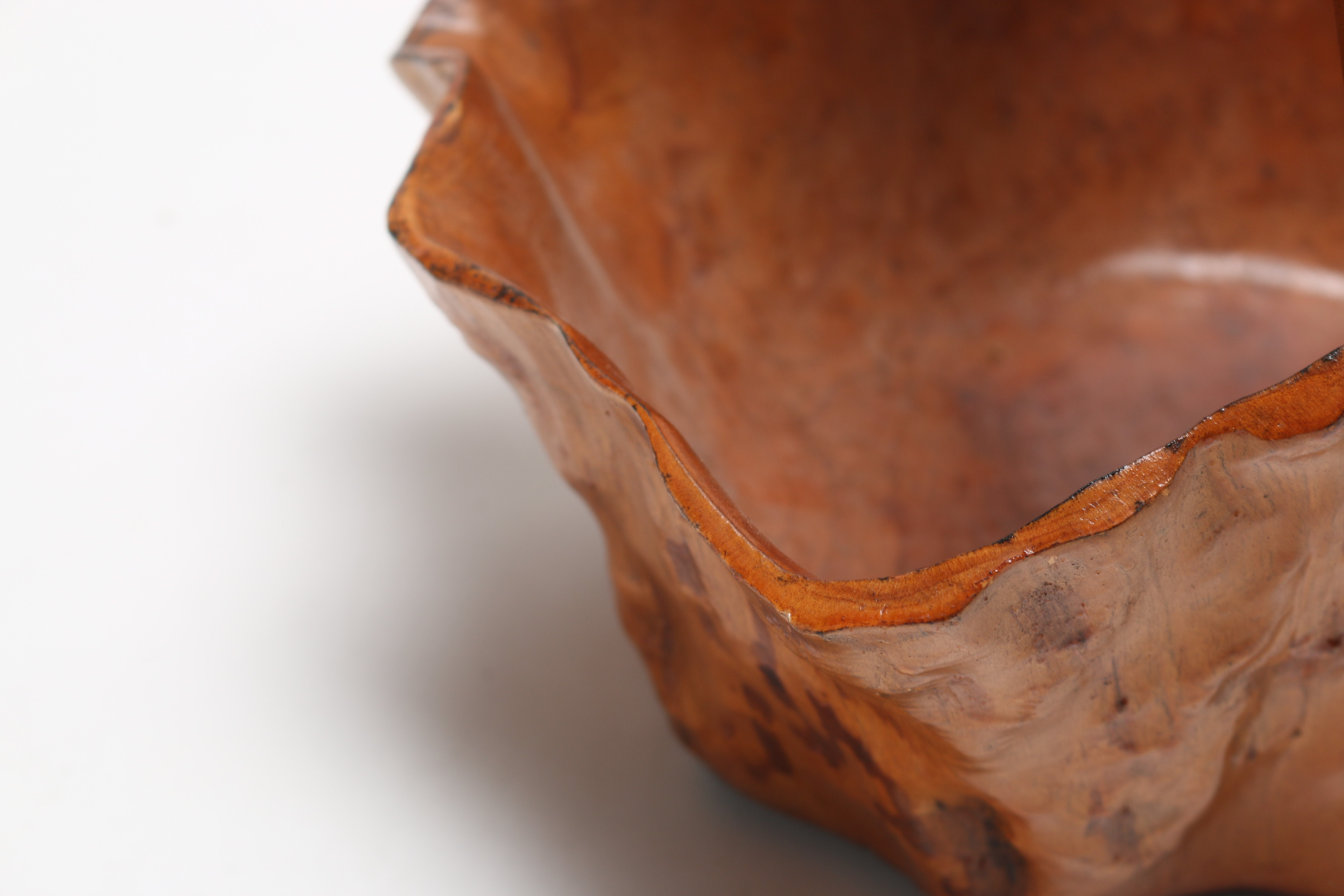 Handcrafted Naturalistic Carved Wood Basket