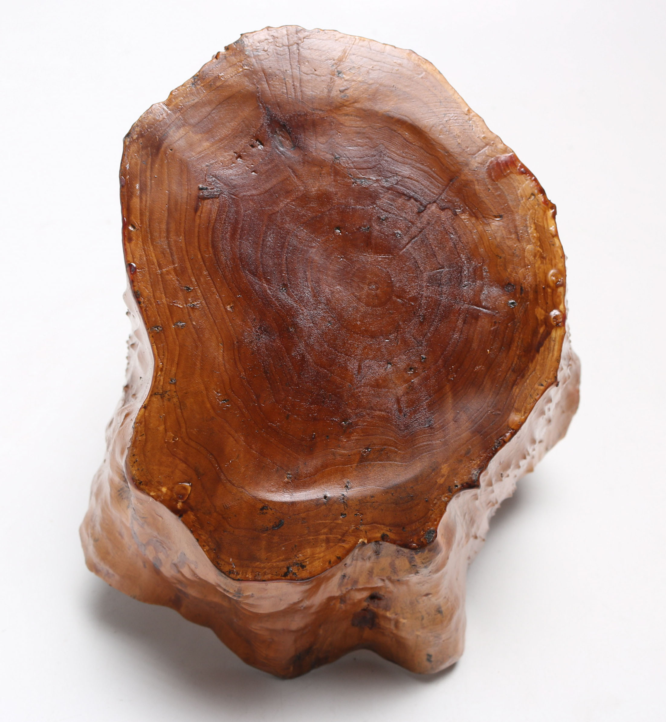 Handcrafted Naturalistic Carved Wood Basket