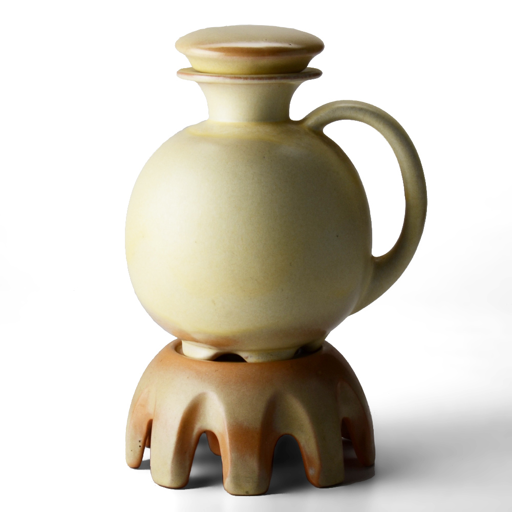 Vintage Frankoma Pottery Jug with Warming Stand