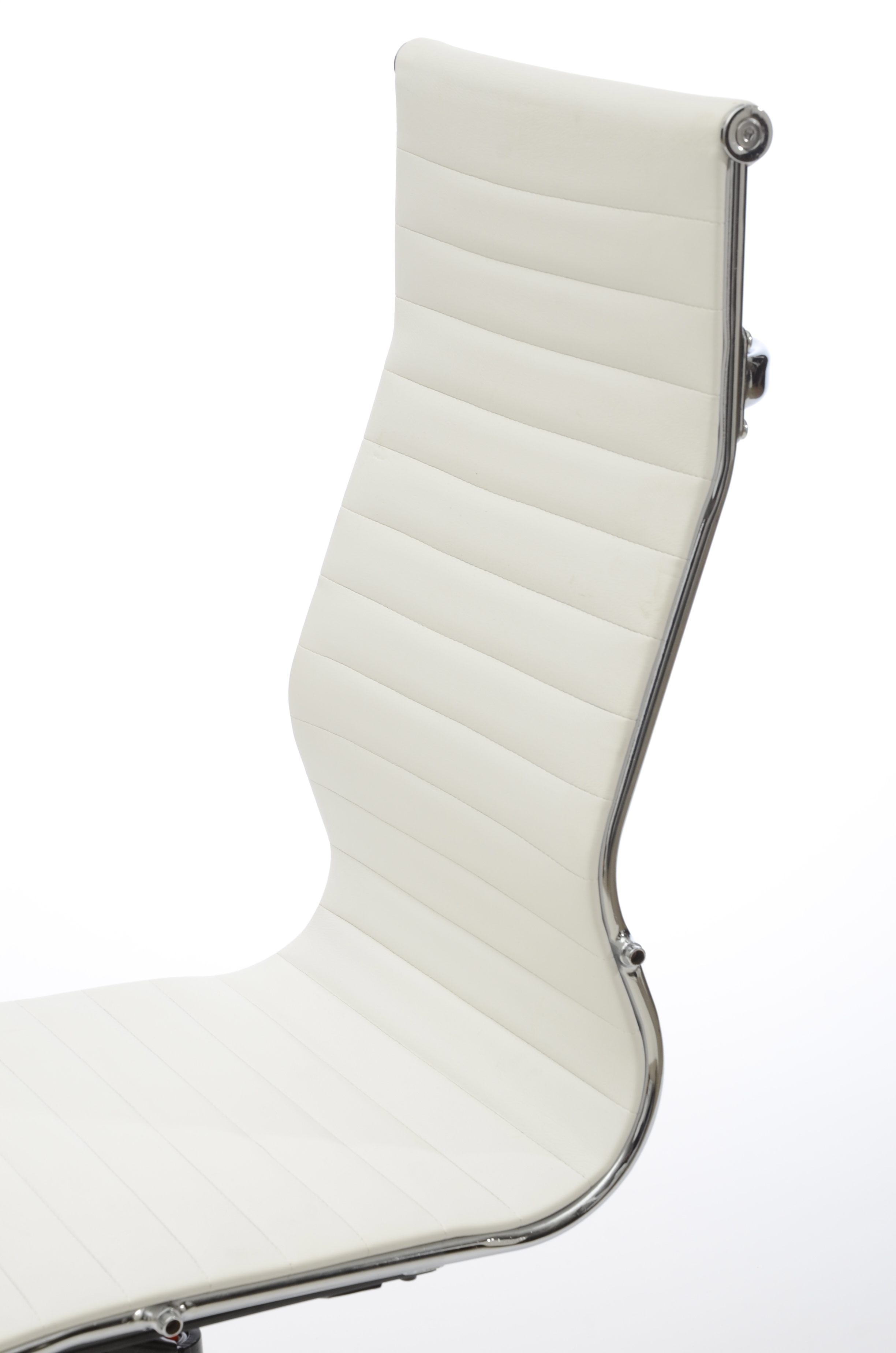 Ribbed White Leather Modern Desk Chair