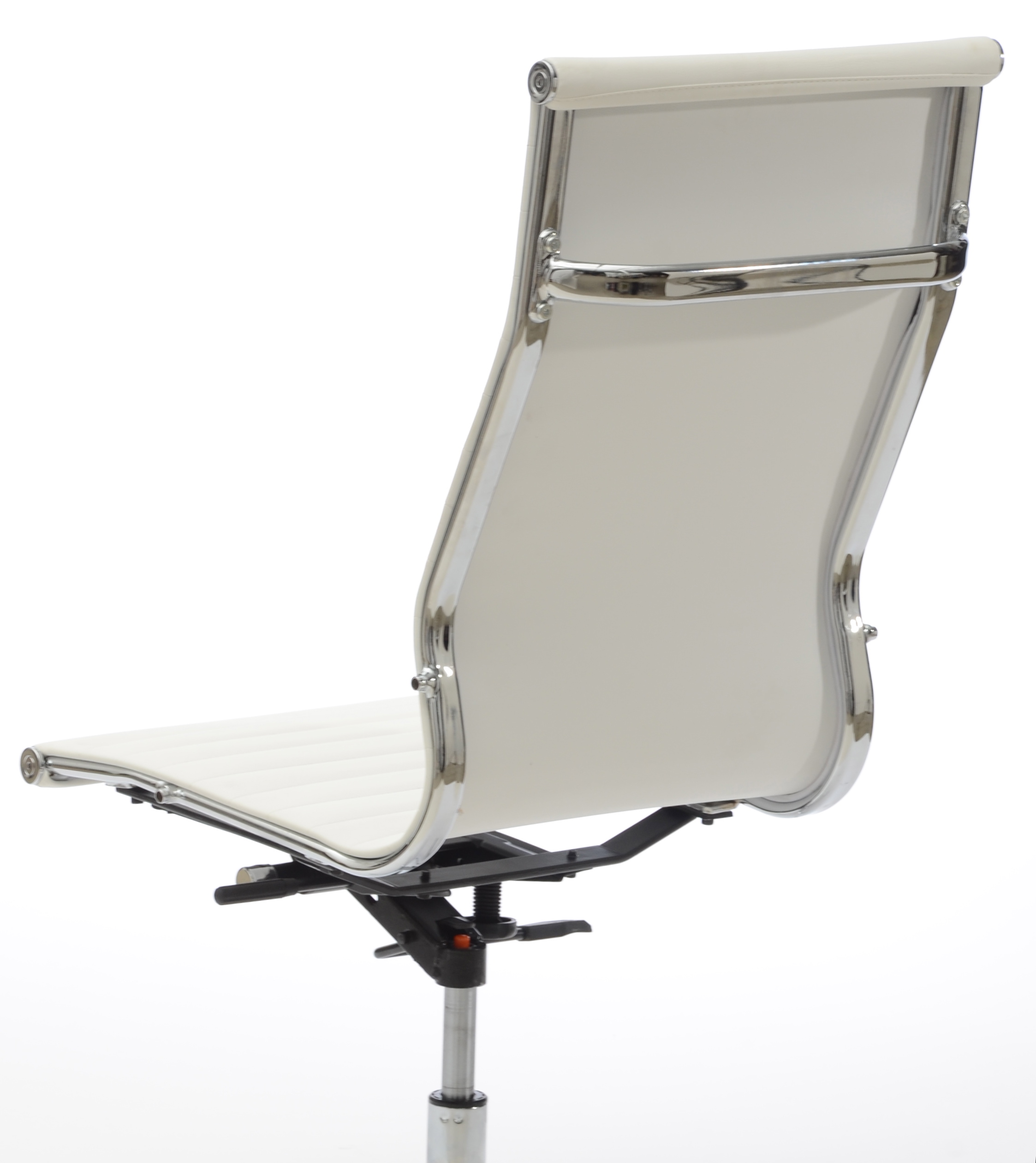 Ribbed White Leather Modern Desk Chair