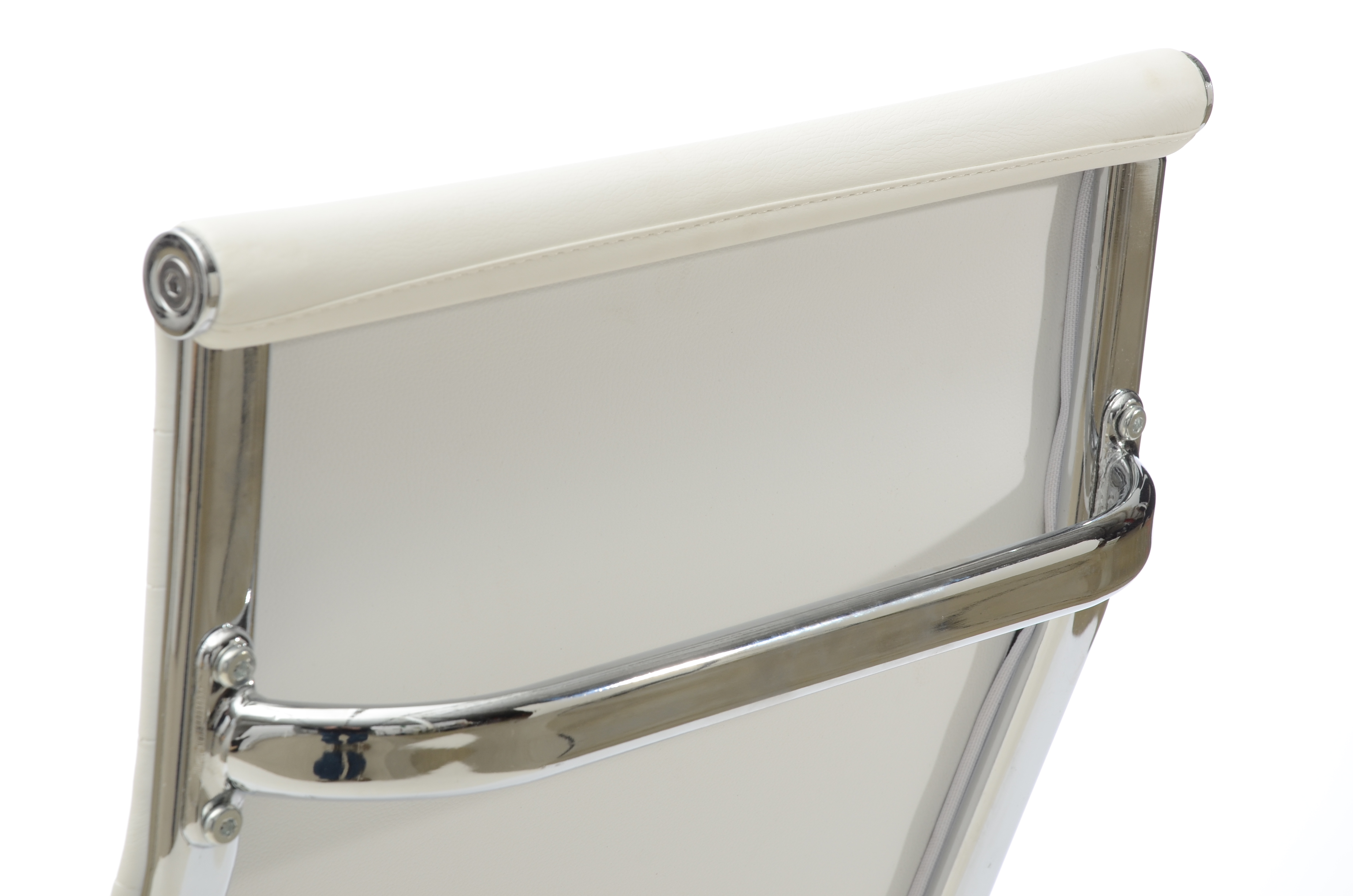 Ribbed White Leather Modern Desk Chair