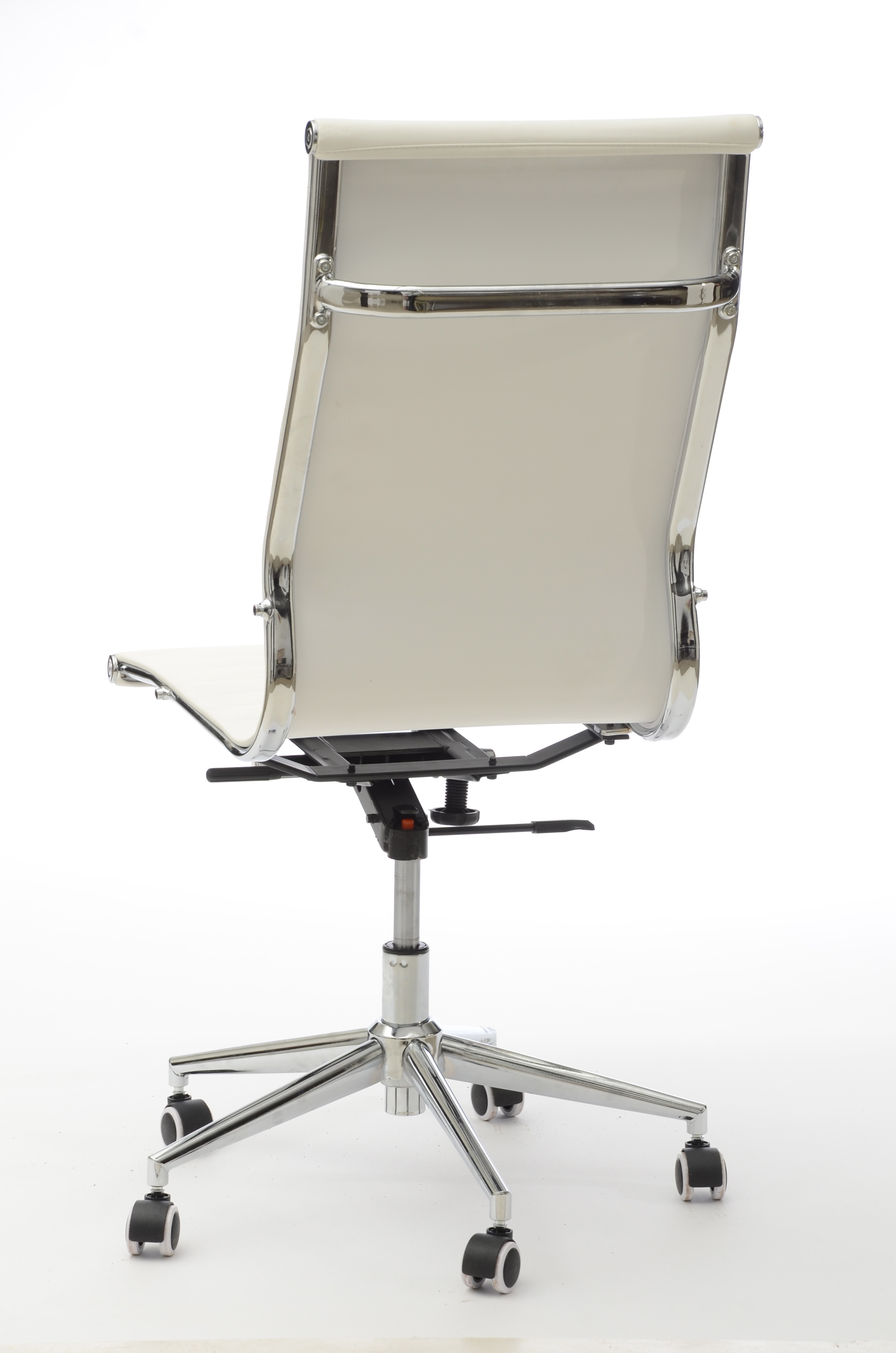 Ribbed White Leather Modern Desk Chair