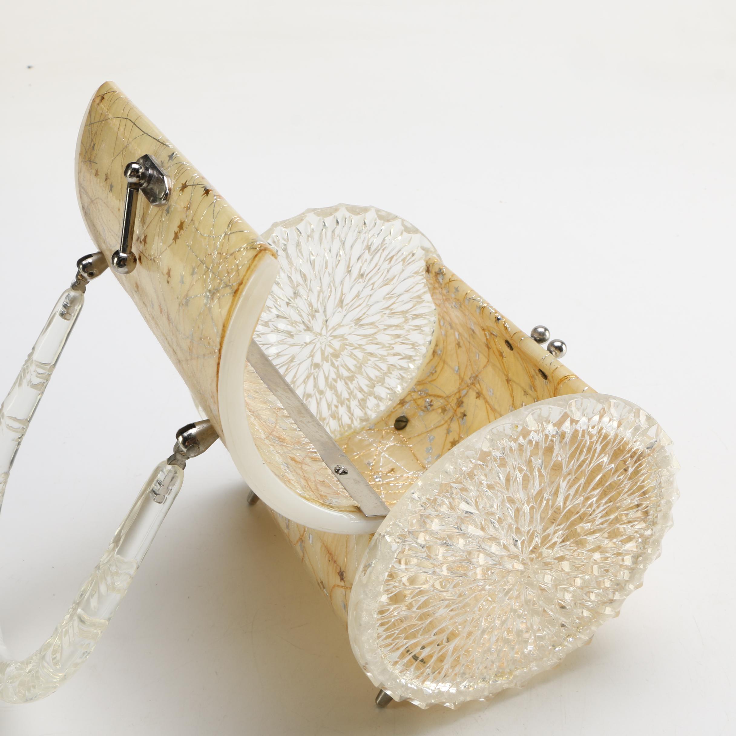 Vintage Lucite Confetti Barrel Purse and After Five Handbag