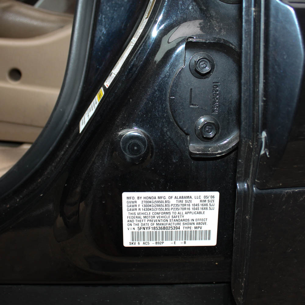 Black 2006 Honda Pilot EX-L SUV