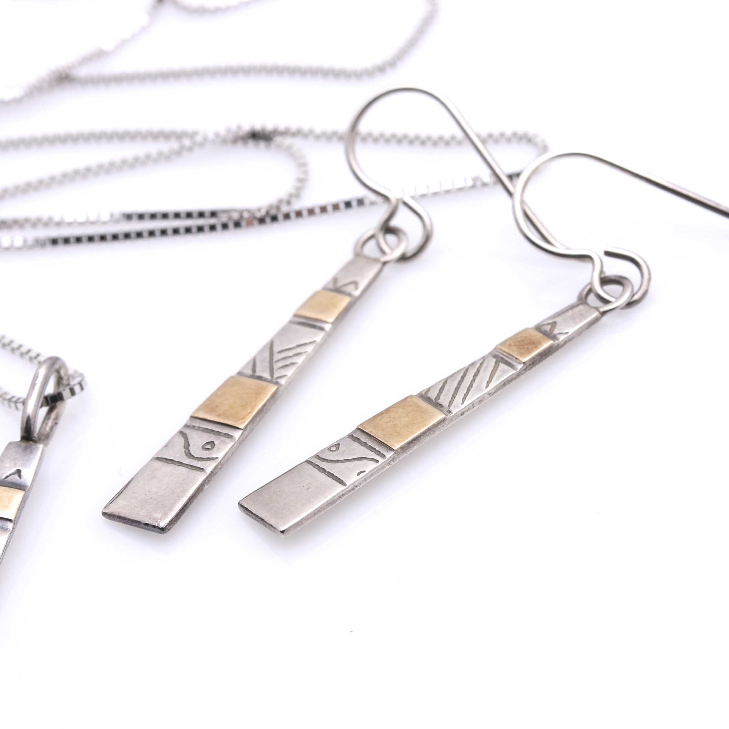 Sterling Silver 14K Yellow Gold Demi Parure