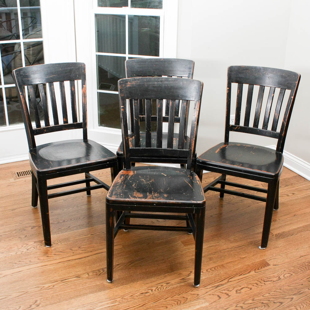 Set of Four Vintage Courtroom Chairs